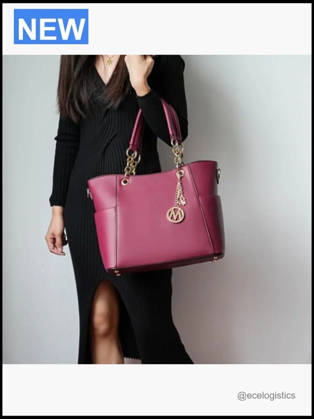 Tote Bag and Wallet Set - Vegan Leather Purse Handbag Set